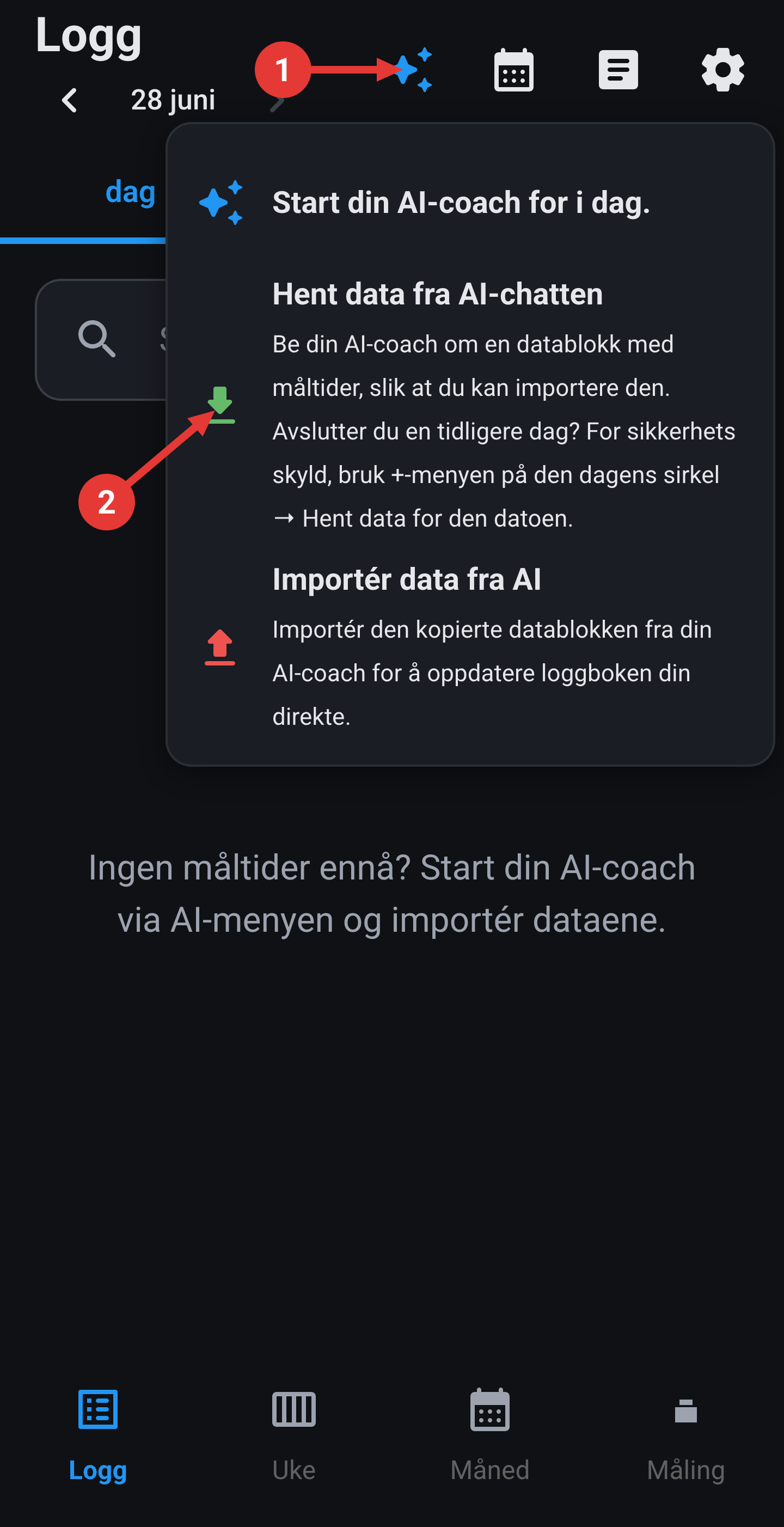 AI-menu: Hent data fra AI-chatten.